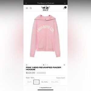Boys lie 1-800 pink revamped hoodie - NWT - M/L